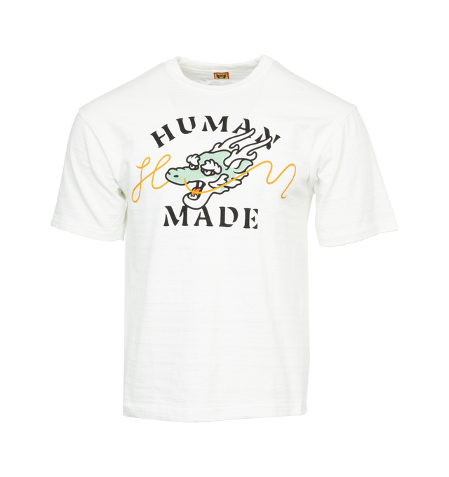 WHITE - HUMAN MADE Graphic T-Shirt #01 featuring regular fit, printed graphic and branding at the front, small logo at the back and classic crew neck. 100% cotton. Made in Japan.