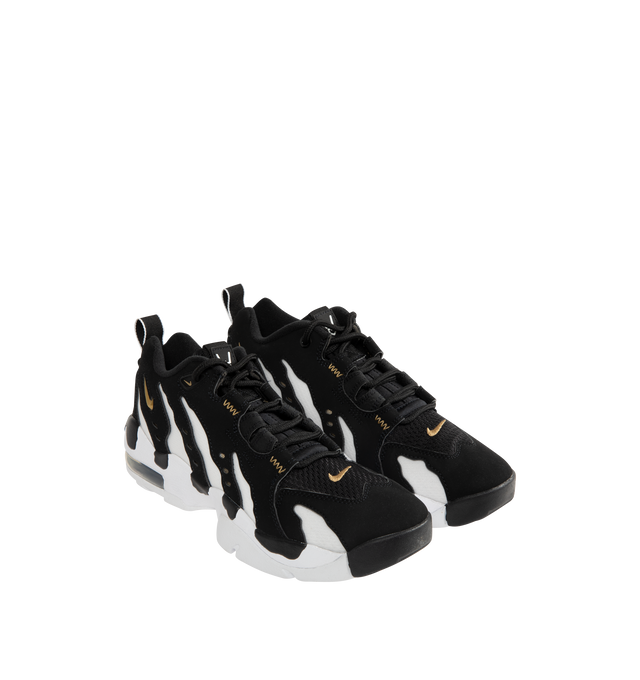 Image 2 of 5 - BLACK - NIKE Air DT Max '96 Low Sneaker featuring bold synthetic leather and mesh paneling on the upper, low-top, visible Max Air unit and rubber sole. 