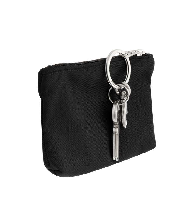 Image 2 of 3 - BLACK - BALENCIAGA Charm Zipped Pouch in recycled nylon featuring Balenciaga logo patch at front, aged-silver hardware, 1 main zipped compartment and can be attached to the bag or be used as a keychain. L5.1 x H4.3 x W0.4 inch. Polyamide, polyester, polyurethane, cotton, viscose, zamak. Made in Italy. 