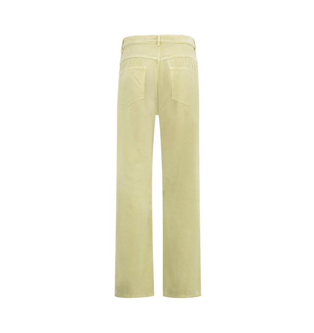 Image 2 of 3 - GREEN - AURALEE Pigment Dye Finx Corduroy Wide 5P Pant featuring 5 pocket style, button zip closure, corduroy, relaxed fit and belt loops. 100% cotton. 