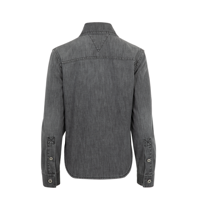 Image 2 of 2 - BLACK - BOTTEGA VENETA Denim Shirt featuring lightweight vintage black washed denim, intrecciato suede back patch, button closure and regular fit. 100% cotton. Made in Italy. 