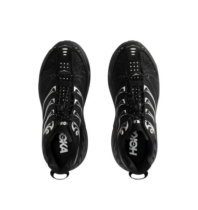 Image 5 of 5 - BLACK - HOKA Stinson EVO GTX Sneaker featuring ripstop upper, nubuck toe and heel overlays, waterproof GORE-TEX bootie construction, reflective webbing heel pull, speed-lace system and secondary lace option. 