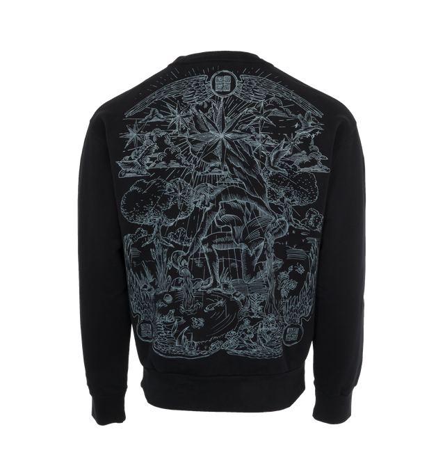 Image 2 of 4 - BLACK - GIVENCHY Boxy Fit Sweatshirt featuring long-sleeves, crew neck, signature printed on the front, graphic on back, ribbed collar, hem and cuffs and boxy fit. 100% cotton. 
