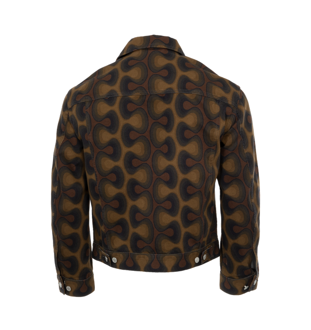 Image 2 of 3 - BROWN - DRIES VAN NOTEN Printed Jacket featuring classic collar, front button closure, adjustable button cuffs and hem and front flap pockets. 100% cotton. 