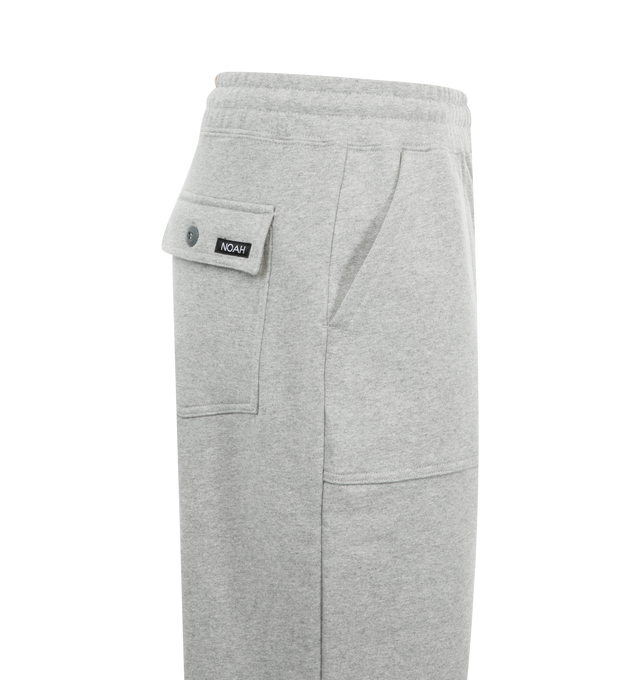 Image 3 of 3 - GREY - Noah Fatigue Sweatpants have a drawstring waistband and cuffs, front patch pockets, and back button-flap patch pockets. 100% cotton. Made in Canada.  