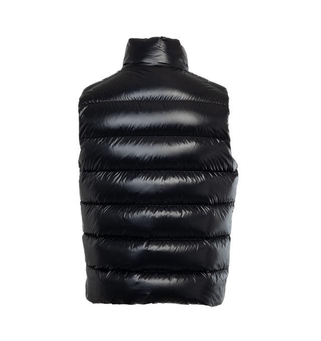Image 2 of 3 - BLACK - MONCLER PARKE VEST is made from recycled nylon laqu, a lightweight fabric is down proof and water-repellent. The classic puffer vest features a logo patch on the chest, recycled lightweight nylon laqu lining, down-filled, zipper closure, zipped pockets and felt logo patch. Regular fit. Straight cut.EXTERIOR: 100% Polyamide / Nylon LINING: 100% Polyamide / Nylon PADDING: 90% Down, 10% Feather 