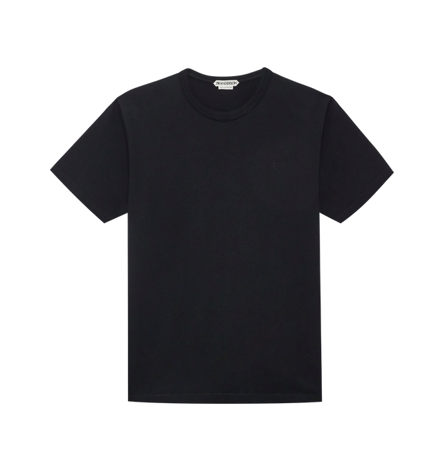 Image 1 of 2 - BLACK - JW Anderson Men's Embroidered anchor T-shirt in 100% cotton jersey, featuring a classic crew neck fit with anchor embroidery. Made in Portugal. 