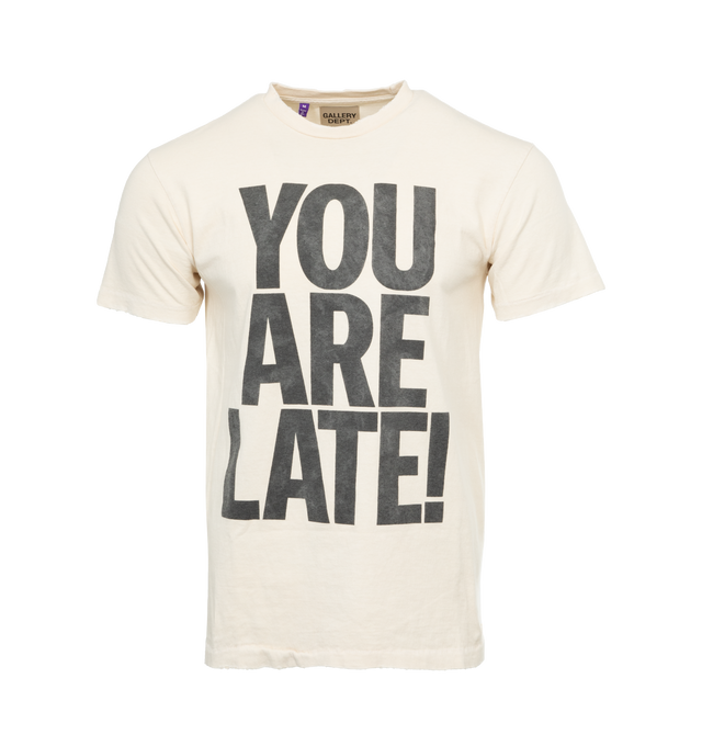 WHITE - GALLERY DEPT. You Are Late Tee featuring boxy fit, crew neckline, short sleeves, straight hem and screen-printed branding. 100% cotton.