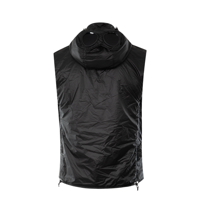 Image 2 of 3 - BLACK - C.P. COMPANY Nada Shell Goggle Vest featuring adjustable goggle hood, two-way full zip fastening, side zip pockets, Primaloft Evolve padding and regular fit. 