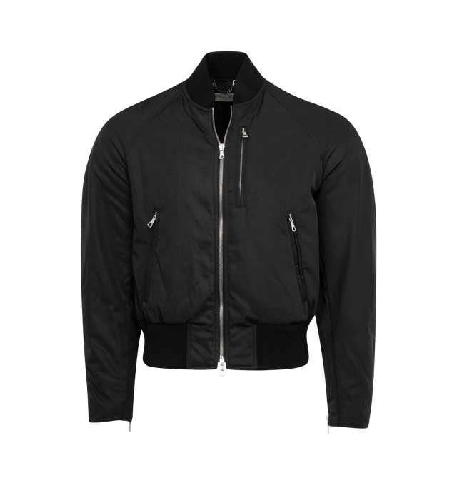 BLACK - DRIES VAN NOTEN Bomber Jacket featuring two-way front zip closure, ribbed collar and cuffs and front zip pockets. 53% nylon, 47% wool. Lining: 51% cotton, 49% viscose.