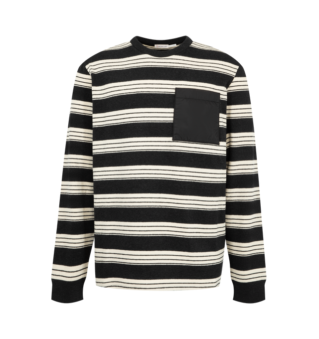 Image 1 of 1 - MULTI - Moncler Men's Striped Long-Sleeve T-Shirt is crafted from a soft cotton-blend fabric and features a classic striped design for a refined take on an everyday wardrobe essential. Main Material: 49% Cotton, 49% Acrylic, 2% Elastane. 