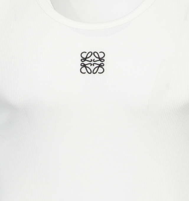 Image 3 of 4 - WHITE - LOEWE Anagram Tank Top featuring slim fit, scoop neck, lightweight ribbed cotton, stretch jersey and Anagram embroidery in the front. 100% cotton. 