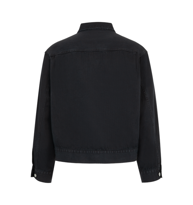 Image 2 of 2 - BLACK - A.Presse Men's Vintage US Army M-42 Field Jacket features a durable cotton construction with a spread collar, button front closure, adjustable waist tabs, and button cuffs. Inspired by the iconic military field jacket, this designer jacket combines timeless utility styling with premium Japanese craftsmanship. Additional details include patch chest pockets and a relaxed silhouette for versatile everyday wear. Main Material: 100% Cotton. Made in Japan. 