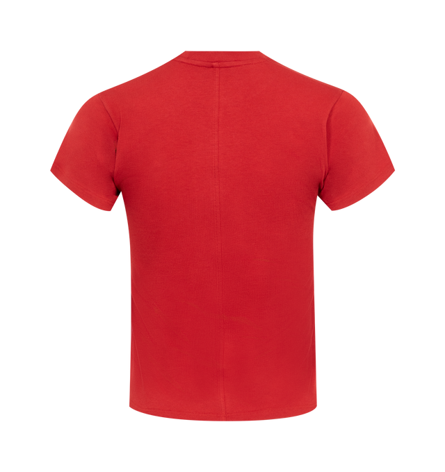 Image 2 of 2 - RED - The Row Tommy Top has a crew neck, short sleeves, a signature back seam, and a fitted silhouette. Cotton and silk. Made in Italy.  