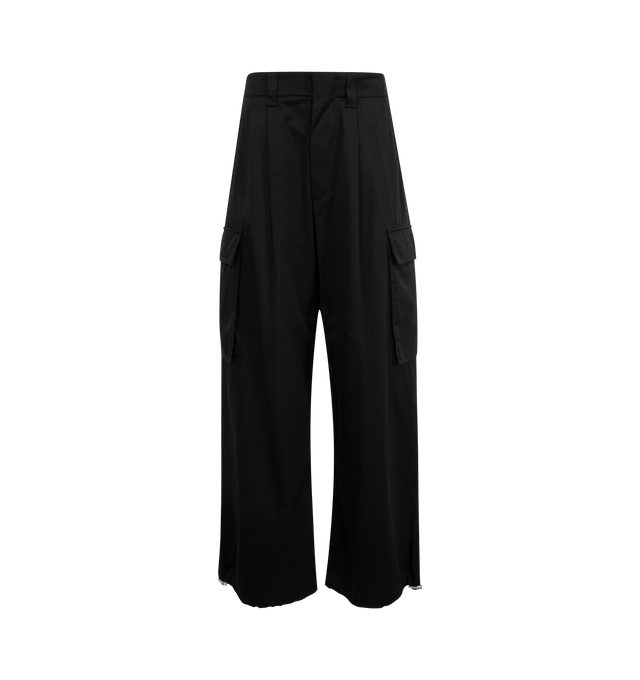 Image 1 of 3 - BLACK - LOEWE Cargo Trousers featuring wide leg, two slit pockets, one back pocket with flap and two flap cargo pockets on legs. 