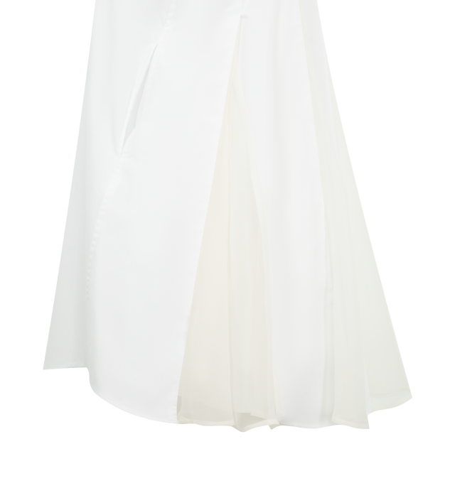 Image 3 of 3 - WHITE - SACAI Poplin Dress featuring concealed front button closure, sleeveless, collared neck, mini length and pleated at the back. Cotton. Made in Japan. 