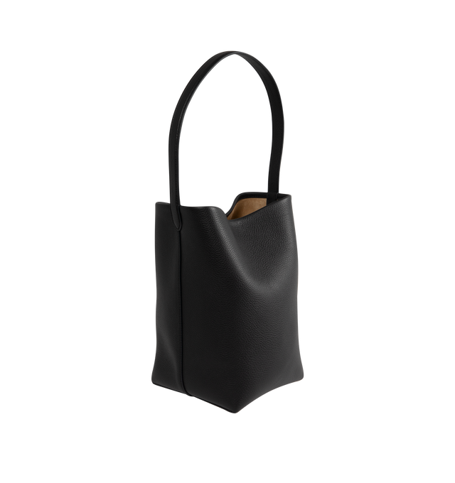 Image 2 of 3 - NAVY - THE ROW Medium N/S Park Tote Bag featuring classic tote bag in grained calfskin leather with interior tie closure and flat handle. 13 x 11 x 6 in. 100% calfskin leather. Made in Italy. 