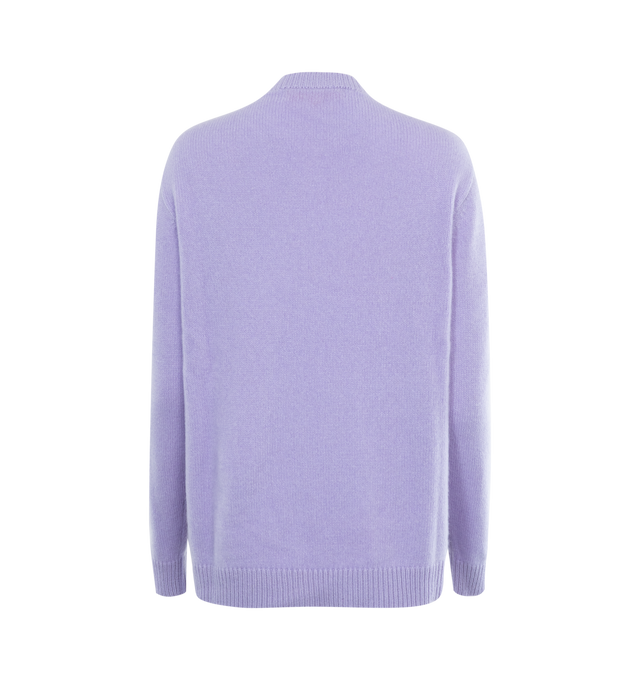 Image 2 of 2 - PURPLE - THE ELDER STATESMAN Malibu Crew featuring long sleeves, crew neck, ribbed collar, hem and cuffs and regular fit. 100% cashmere.  