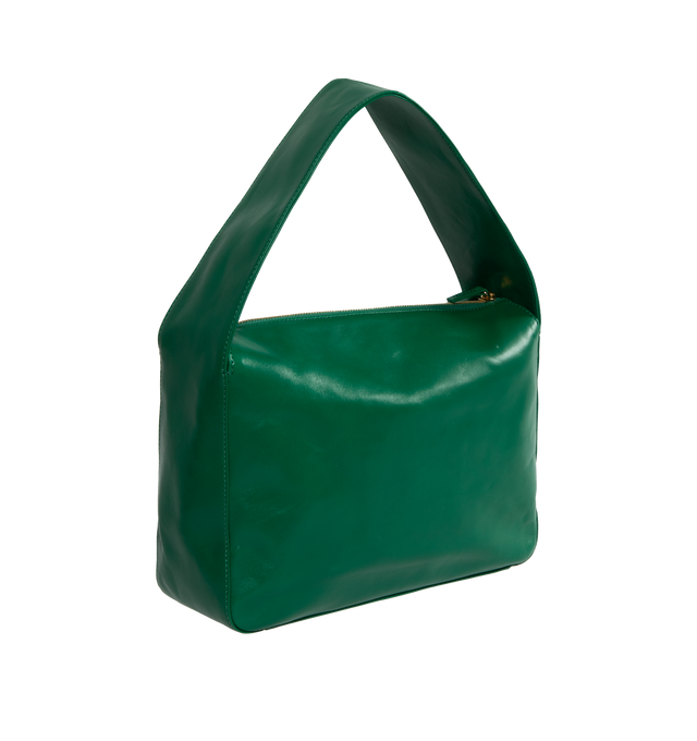Image 2 of 3 - GREEN - KHAITE Elena Bag featuring a broad, integrated shoulder strap, zippered top, nappa lining, and internal slip pocket. 11 x 3.5 x 7.5 in. Handle Drop: 6.5 in. 100% calfskin. 
