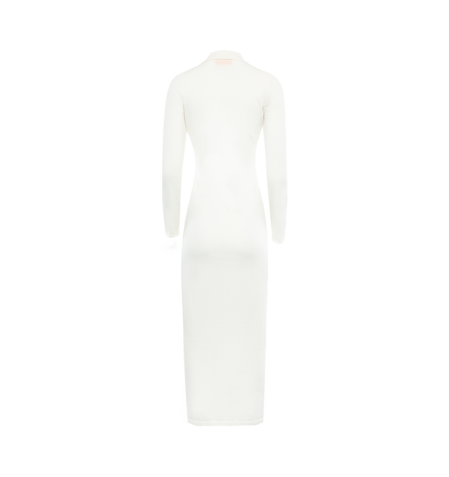 Image 2 of 2 - WHITE - GUEST IN RESIDENCE Showtime Shirt Dress featuring long line, slim fit, fine jersey shirt dress, button-down front closure, shirt collar with stand and signature GIR branding at center back. 70% cotton, 30% silk. 