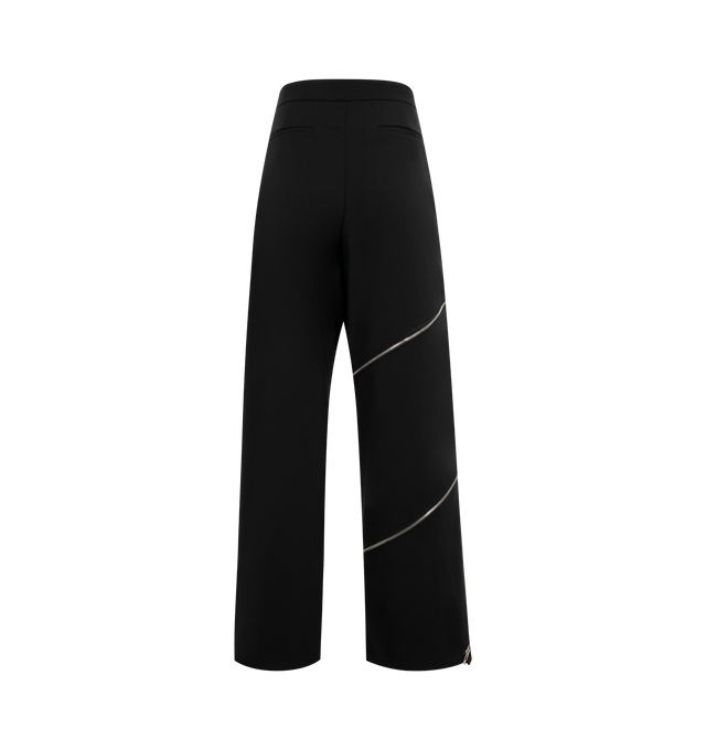 Image 2 of 3 - BLACK - Alaia Spiral Pants are a straight leg style with side pockets, back pockets, and a functional asymmetrical zipper around one leg. Made in Itay.  