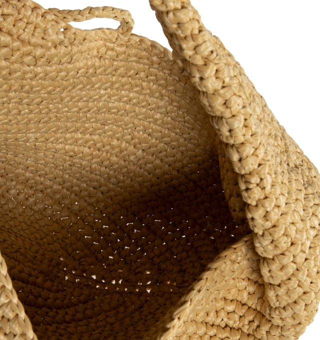 Image 3 of 3 - BROWN - KHAITE Medium Olivia Hobo featuring basket-woven raffia shoulder bag, fixed shoulder strap, leather logo patch at face, self-tie closure and unlined. H8" x W13" x D5". 100% palm fibre. Made in Italy. 