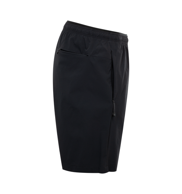 Image 3 of 3 - BLACK - MONCLER Ripstop Shorts featuring elastic waistband, zipped back pocket, metal eyelets and logo patch. 85% polyamide/nylon, 15% elastane/spandex. 