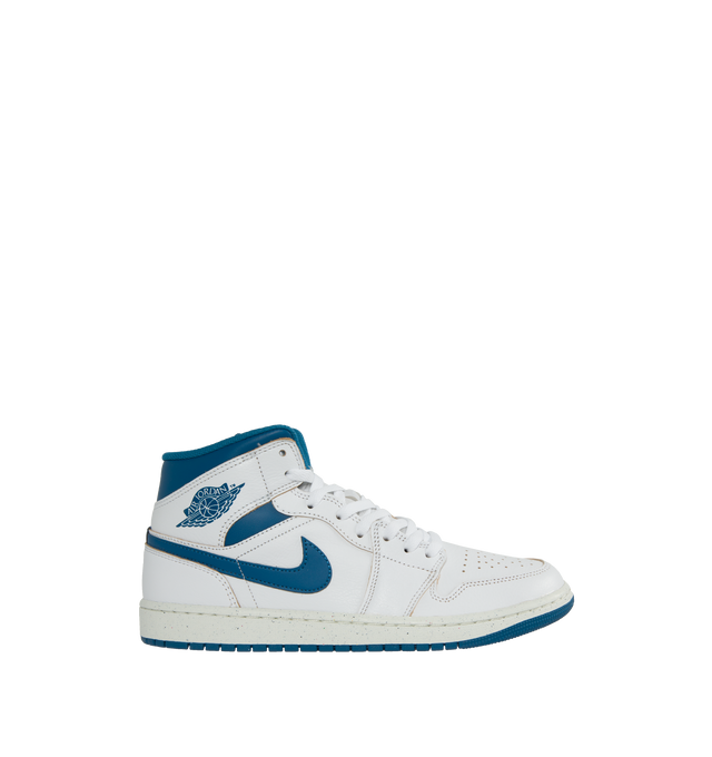 Image 1 of 5 - WHITE - AIR JORDAN 1 MID SE sneakers made of leather and textiles in the upper featuring encapsulated Nike Air-Sole unit for lightweight cushioning, rubber in the outsole for traction, wings logo stamped on collar, stitched-down Swoosh logo and Jumpman Air design on tongue. 