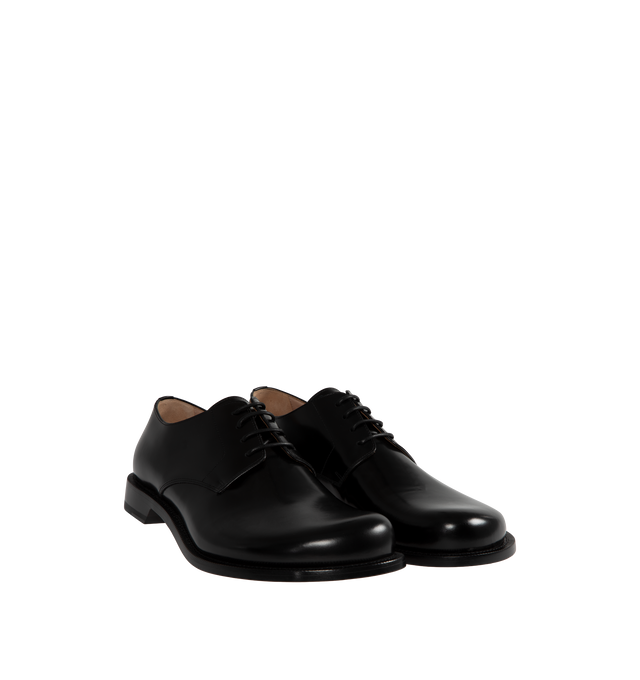 Image 2 of 4 - BLACK - LOEWE Campo Derby Shoe featuring brushed calfskin, Blake construction, leather sole and leather lining. 