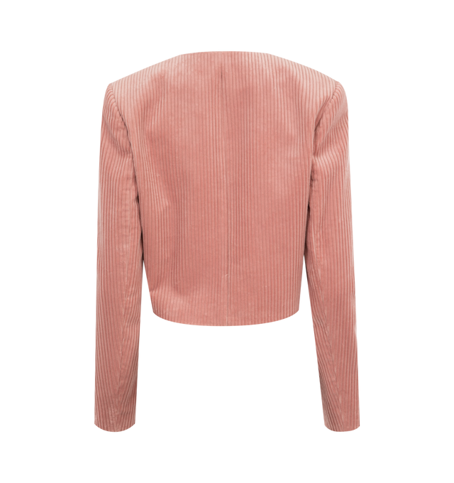 Image 2 of 2 -  PINK - Chloe Collarless cropped boxy jacket in large cotton velvet corduroy, featuring gold-toned military buttons and front patch pockets. Outer shell: 100% CottonPadding: 90% Viscose, 10% Wool, Lining: 51% Viscose, 49% Cotton. Made in Italy. 