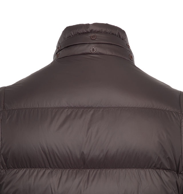 Image 3 of 4 - BROWN - MONCLER Cyclone Jacket featuring down-filled, hood, snap button and zipper closure, pockets with zipper closure, hem with elastic drawstring fastening and logo patch. 100% polyamide/nylon. Padding: 90% down, 10% feather. 