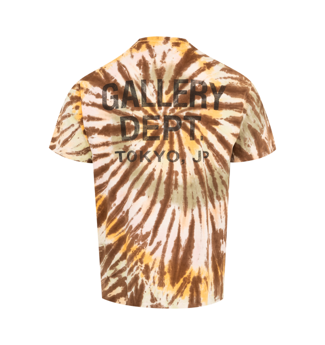 Image 2 of 2 - BROWN - GALLERY DEPT. Tokyo Souvenir Tee featuring classic short sleeve tee with our signature GD ENGLISH logo, unique tie-dye pattern, designed to hit right above the belt line, boxy and relaxed fit. 100% cotton. 