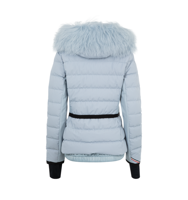 Image 2 of 3 - BLUE - Moncler Grenoble Lamoura Jacket has a hooded neckline, a 2-way zipper closure, side zip pockets, an elastic hem, and thumbhole cuffs. Lined. Polyester, nylon, polyamide, elastane. Made in Romania.  