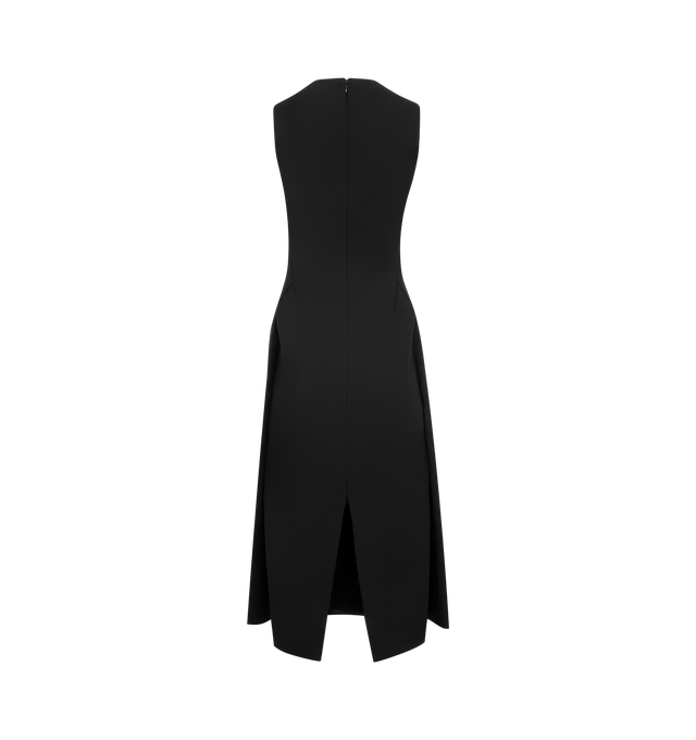 Image 2 of 2 - BLACK - JACQUEMUS Tablier Dress featuring apron dress, fitted shape, linen blend, scoop neckline, square armhole, apron silhouette with pleats on each side, invisible back zipper, back slit, mid-calf length and fully lined. 82% linen, 18% viscose. Lining: 100% polyester. Made in Bulgaria. 