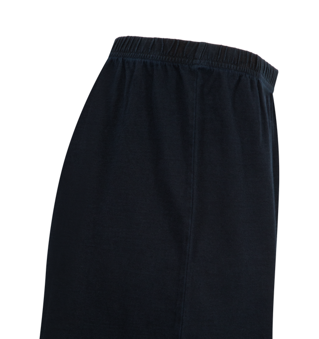 Image 3 of 3 - BLUE - THE ROW Larissa Short featuring mid-rise pull-on short in Japanese indigo-dyed jersey with relaxed fit and elastic waist. 100% cotton. Made in Japan. 