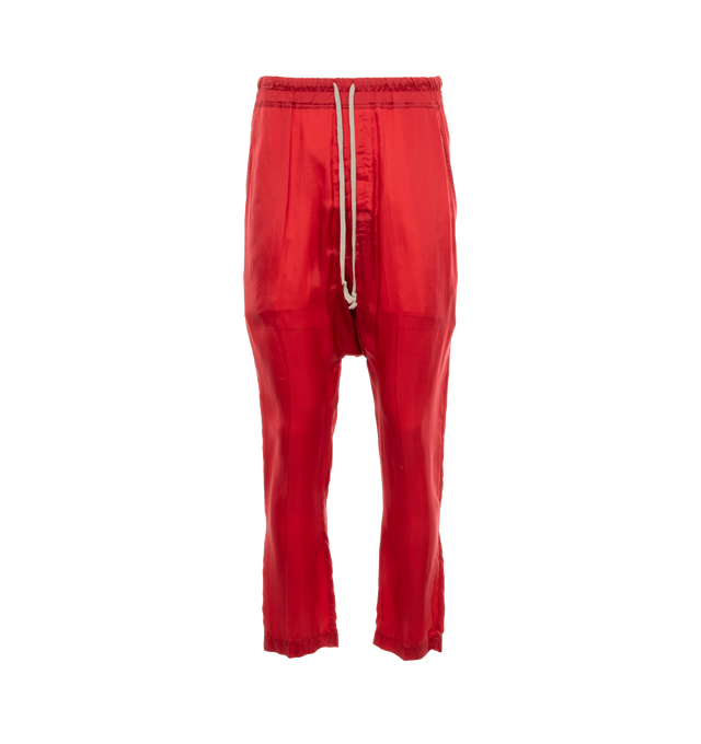 RED - RICK OWENS drawstring cropped pants in heavy cotton poplin with above-ankle length and dropped crotch, elasticized waist with drawstring, concealed fly, two side front pockets and two square back pockets. 97% COTTON  3% ELASTANE.