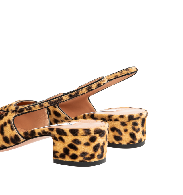 Image 3 of 4 - BROWN - AQUAZZURA Ginza Leopard-Print Pony Hair Slingback Pump featuring leopard-printed dyed pony hair and leather, square toe, stretch slingback strap, easy slide style and leather outsole. 35 mm covered block heel. Made in New Zealand. 