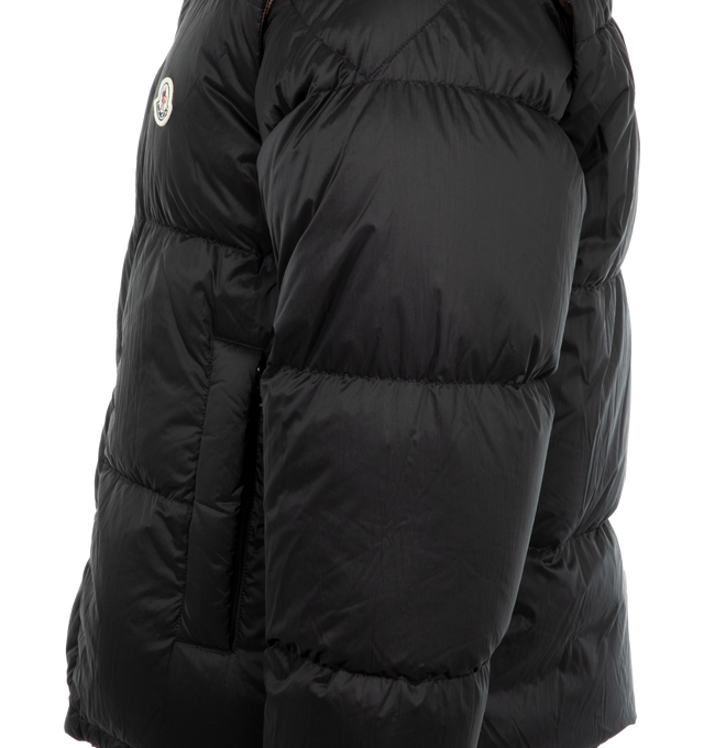 Image 3 of 6 -  PINK - MONCLER GRENOBLE Verone Convertible Down Puffer Jacket featuring reversible contrasting color, convertible to vest, front snap closure, stand collar, long zip-off sleeves with elastic cuffs, front welt pockets and drawcord-toggle hem. 100% nylon. Padding: 90% down, 10% feather.  