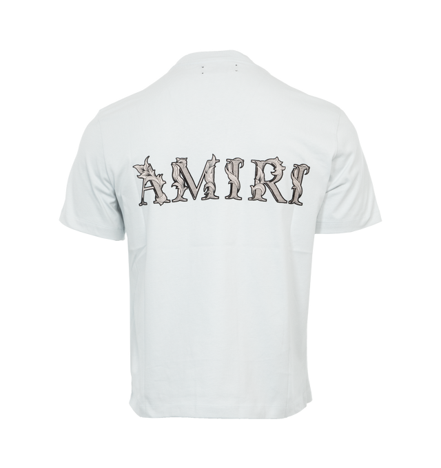Image 2 of 4 - GREY - AMIRI MA Baroque Logo Tee featuring logo print at the chest, logo print to the rear, crew neck, short sleeves and straight hem. 100% cotton.  