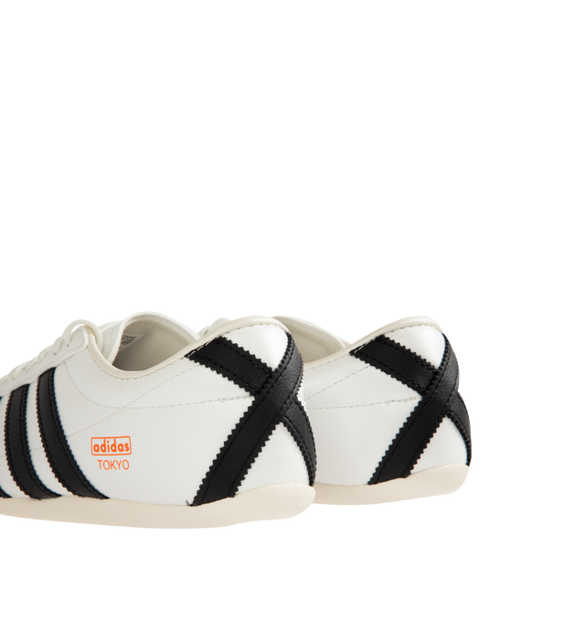 Image 3 of 5 - WHITE - ADIDAS Tokyo Sneaker featuring leather upper, low-profile, signature crossed stripes on the heel, branded shoe tongue, Tokyo logo, regular fit, laces, leather upper, leather sockliner and rubber outsole. 