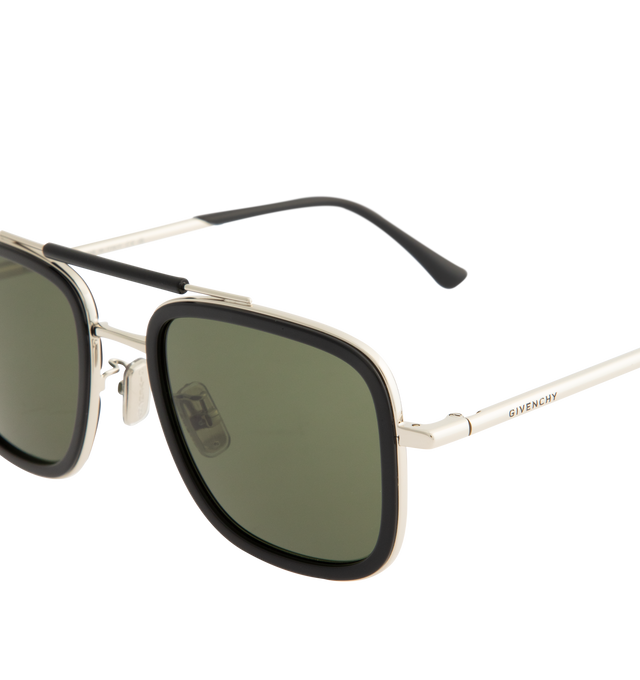 Image 3 of 3 - BLACK - GIVENCHY Day Sunglasses featuring combi sunglasses in acetate and metal, day line, square shape, double bridge, adjustable nose pads and GIVENCHY signature on the temples. 100% UVA/UVB protection. 100% metal. 100% acetate. Made in Italy. 