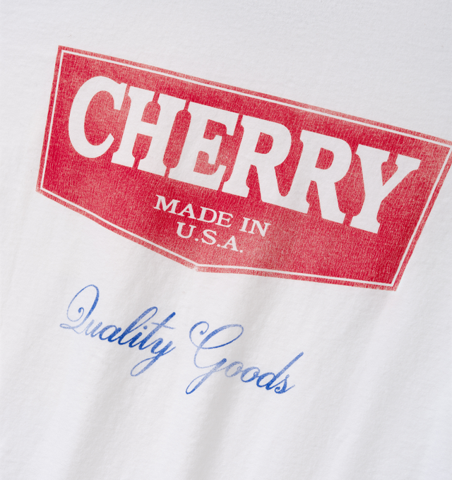 Image 4 of 6 - WHITE - Cherry LA Men's Quality Goods Classic Pocket T-Shirt is crafted from cotton and features a classic-fit silhouette with a rib-knit crew neckline and a chest pocket. Designed as an everyday essential, this versatile style is finished with signature Cherry LA branding and a soft, comfortable construction for effortless wear. Main Material: Cotton. Fit: Classic. Neckline: Crew Neck. Sleeves: Short Sleeve. Pocket: Chest Pocket. Details: Signature Cherry LA Quality Goods Branding. Made in L 