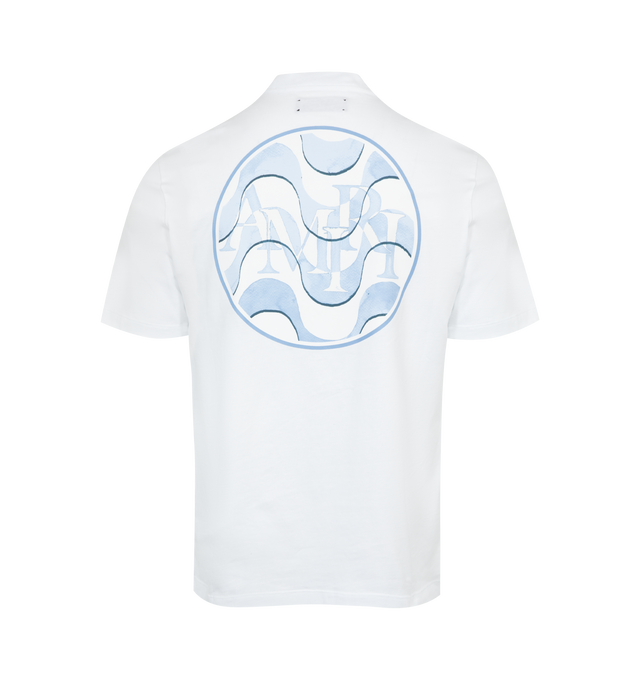 Image 2 of 2 - WHITE - AMIRI Staggered Wave T-Shirt featuring graphic on chest and back, crew neckline, short sleeves, regular fit and pllover style. 100% cotton. Made in USA. 