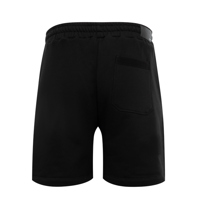 Image 2 of 3 - BLACK - AMIRI Twisted Palms Shorts featuring logo print to the side, logo patch to the rear, elasticated drawstring waistband, two diagonal pockets to the sides, rear patch pocket and pull-on style. 100% cotton.  