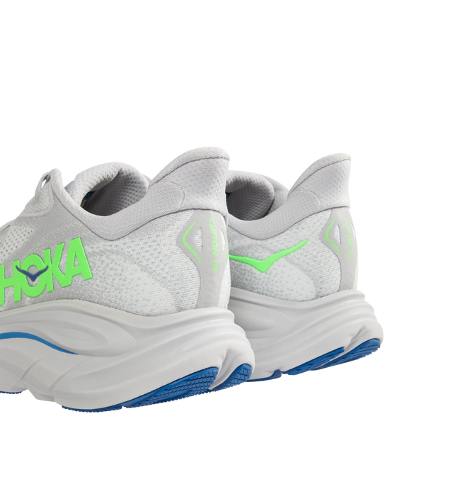 Image 3 of 5 - WHITE - HOKA Clifton 10 Sneaker featuring jacquard knit, reflective upper details, smooth MetaRocker, rearfoot-focused Active Foot Frame, CMEVA midsole, molded EVA sockliner and inherently durable abrasion rubber. 