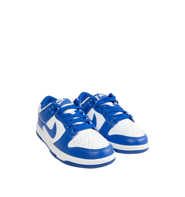 Image 2 of 5 - BLUE - NIKE Dunk Low Retro Sneaker featuring synthetic leather upper, foam midsole, rubber outsole with classic pivot circle, padded collar and perforated toe box. 