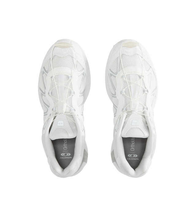 Image 5 of 5 - WHITE - SALOMON XT-Whisper Sneaker featuring chevron lugs, Mud Contagrip, anti-debris mesh, single layer mesh, feather construction, lace pocket, sensiFIT, Molded OrthoLite sockliner, quickLACE and GORE-TEX. 