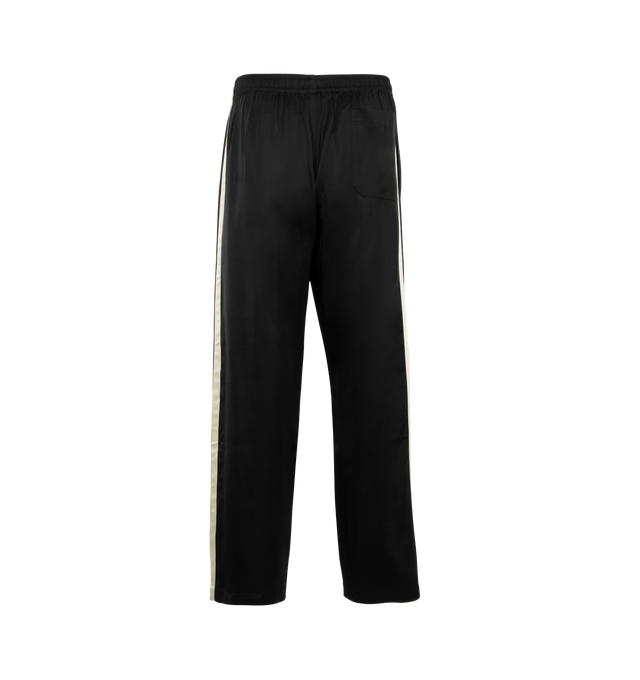 Image 2 of 3 - BLACK - Bode Satin Track Pants have an elastic waistband, side pockets, and a back patch pocket.  