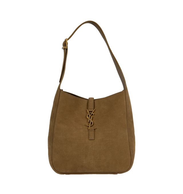 Image 1 of 2 - BROWN - SAINT LAURENT Le 5 A 7 Small Supple Bag featuring cassandre tab closure, interior zipped pocket and adjustable shoulder strap. 9 X 8.6 X 3.3 inches. Leather.   