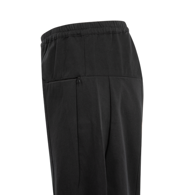 Image 3 of 3 - BLACK - DEIJI STUDIOS Pleat Pant featuring a relaxed, straight leg pant designed to sit lowmid rise with a soft elasticated waistband, subtle front and back pleat detailing, front pockets with zips and a back pocket. 100% GOTS organic cotton twill.  
